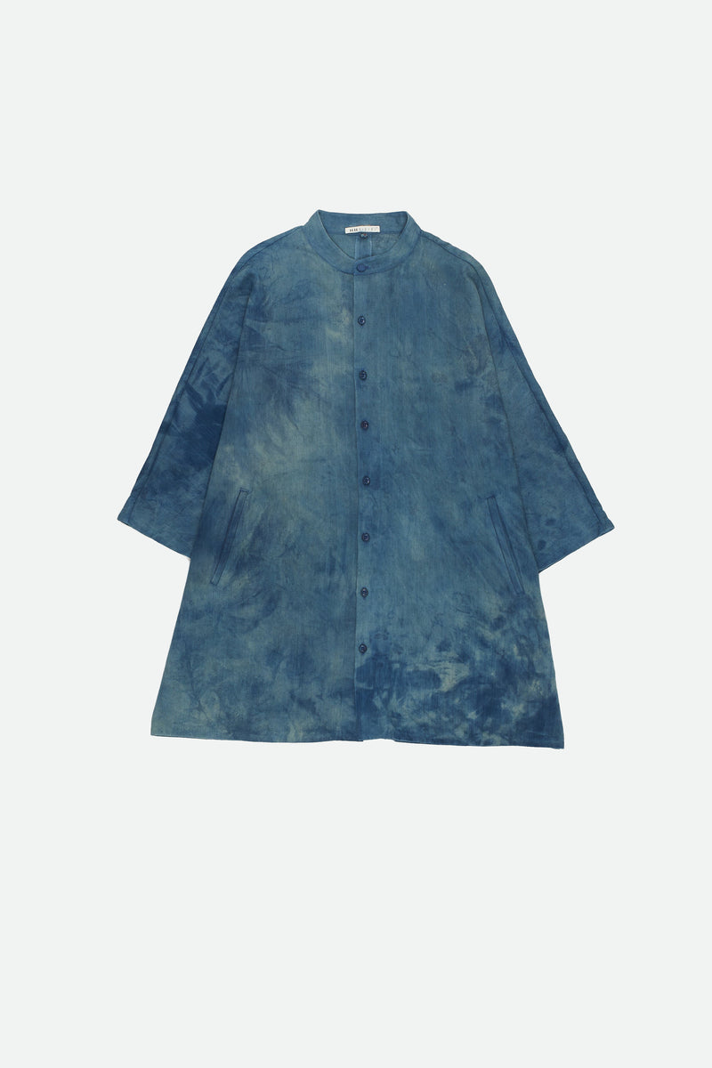 INDIGO-WASHED DEOXIDISED DENIM SUMMER SHIRT