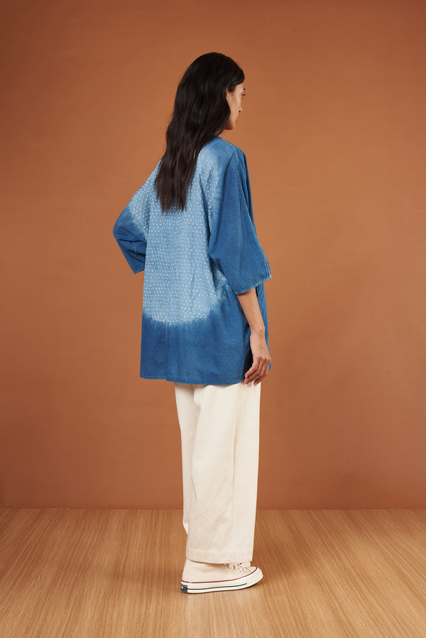 Ungendered Kimono Sleeve Bandhani Shirt Organic Cotton