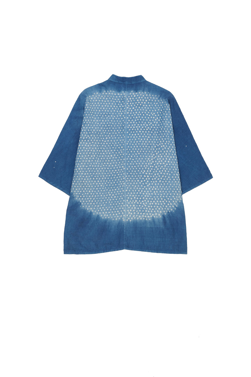 Indigo Unisex Kimono Sleeve Bandhani Shirt Organic Cotton
