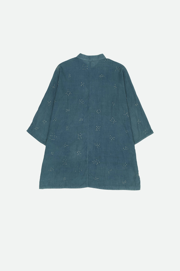 TURQUOISE COTTON BANDHANI SHIRT