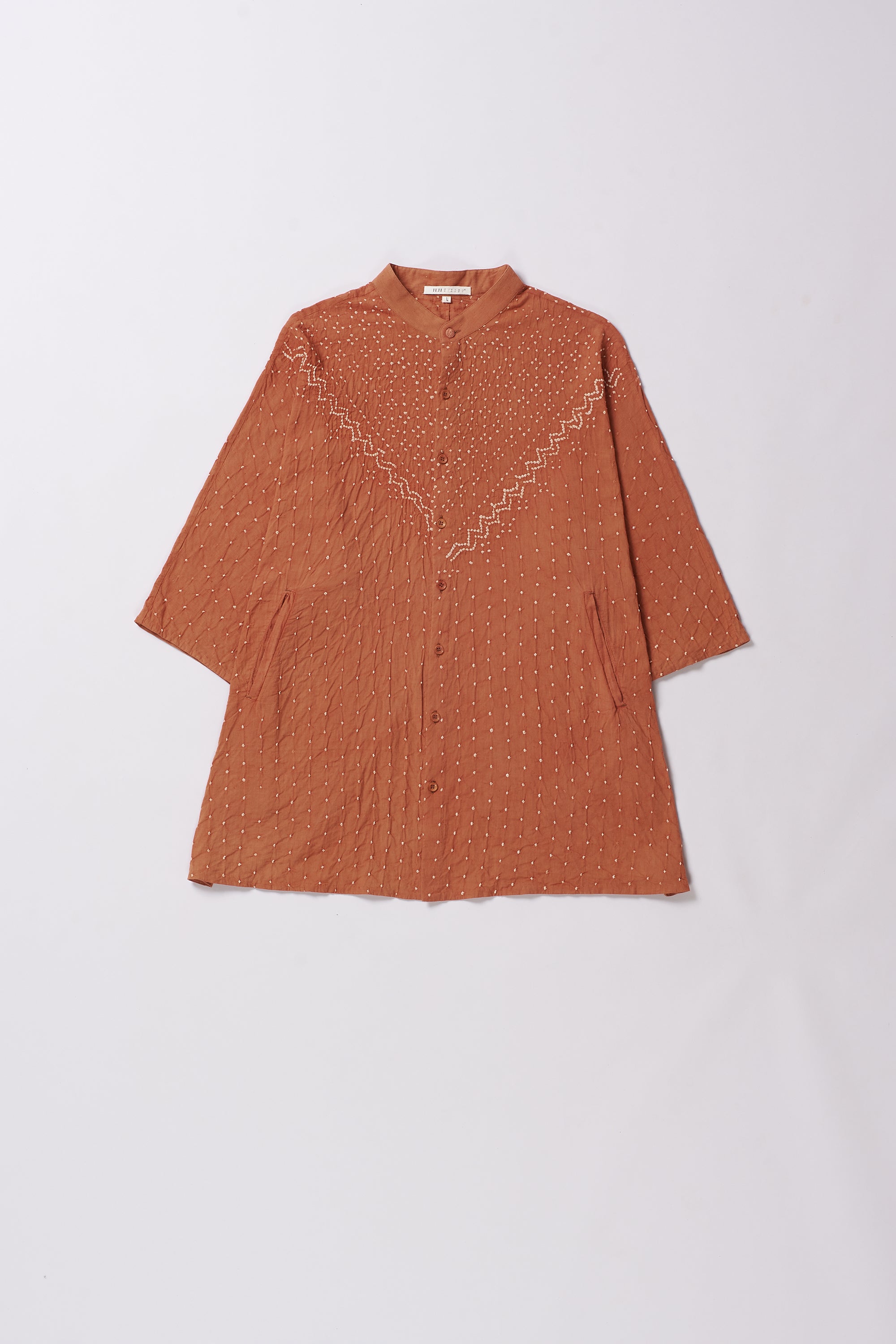 Sunset Orange Cotton Bandhani Shirt