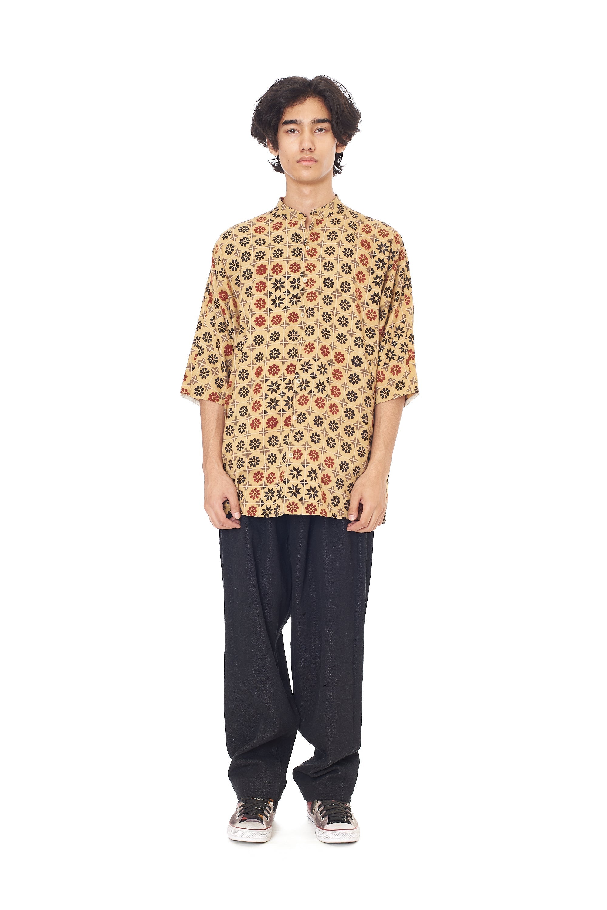 MULTI-COLOUR ATTHANGUDI TILE INSPIRED BLOCK PRINT COTTON SHIRT