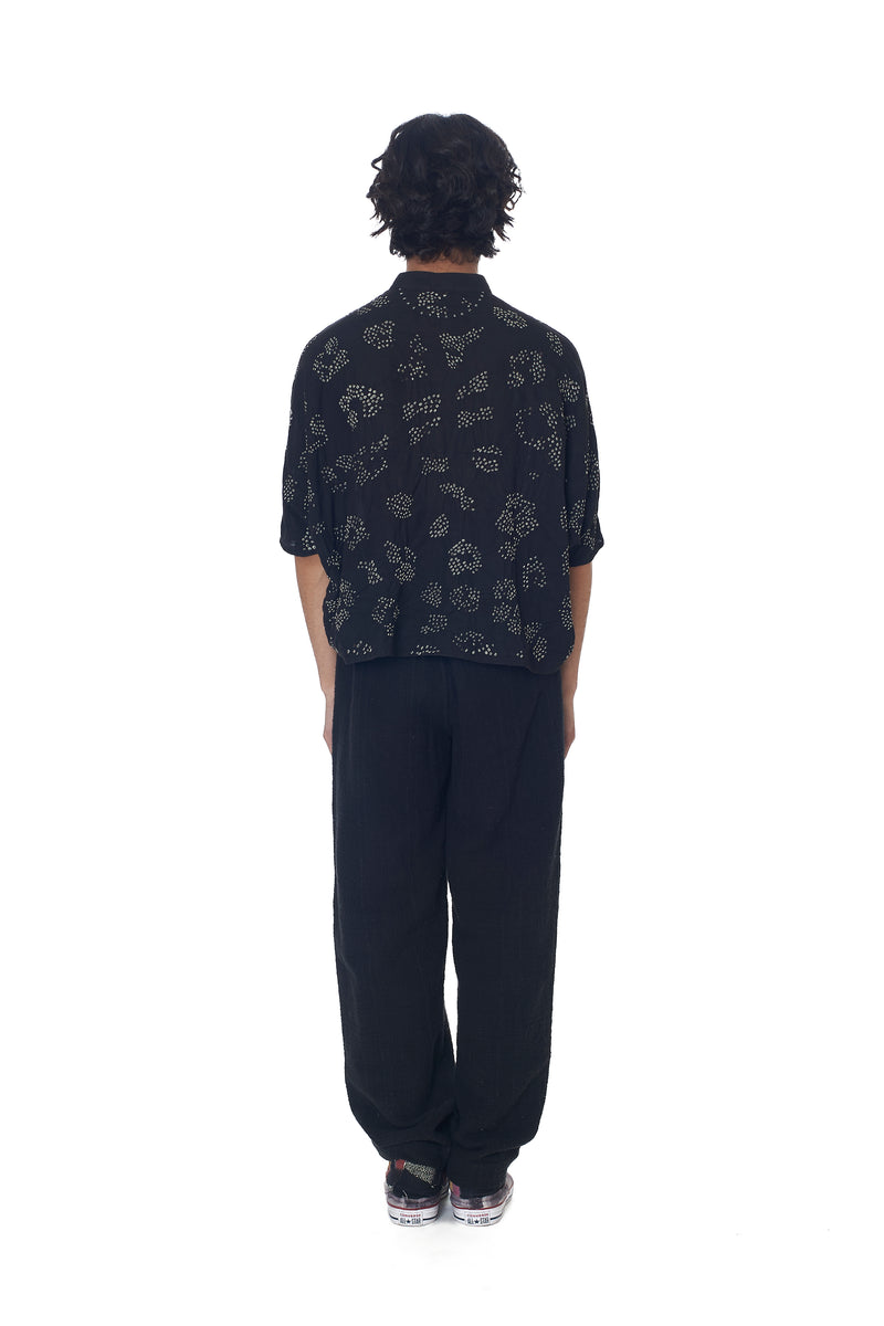 BLACK FINE COTTON BANDHANI SHIRT