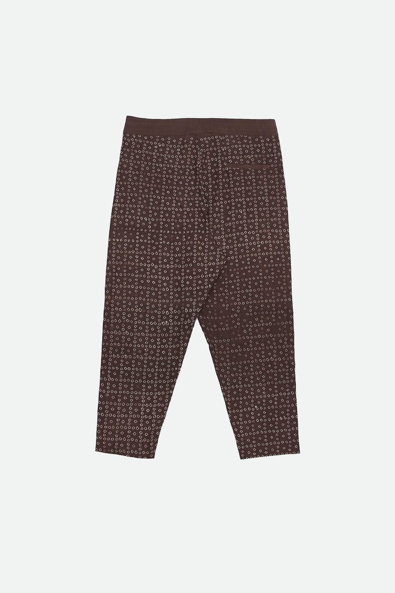 BURNT UMBER COTTON SILK BANDHANI PANT