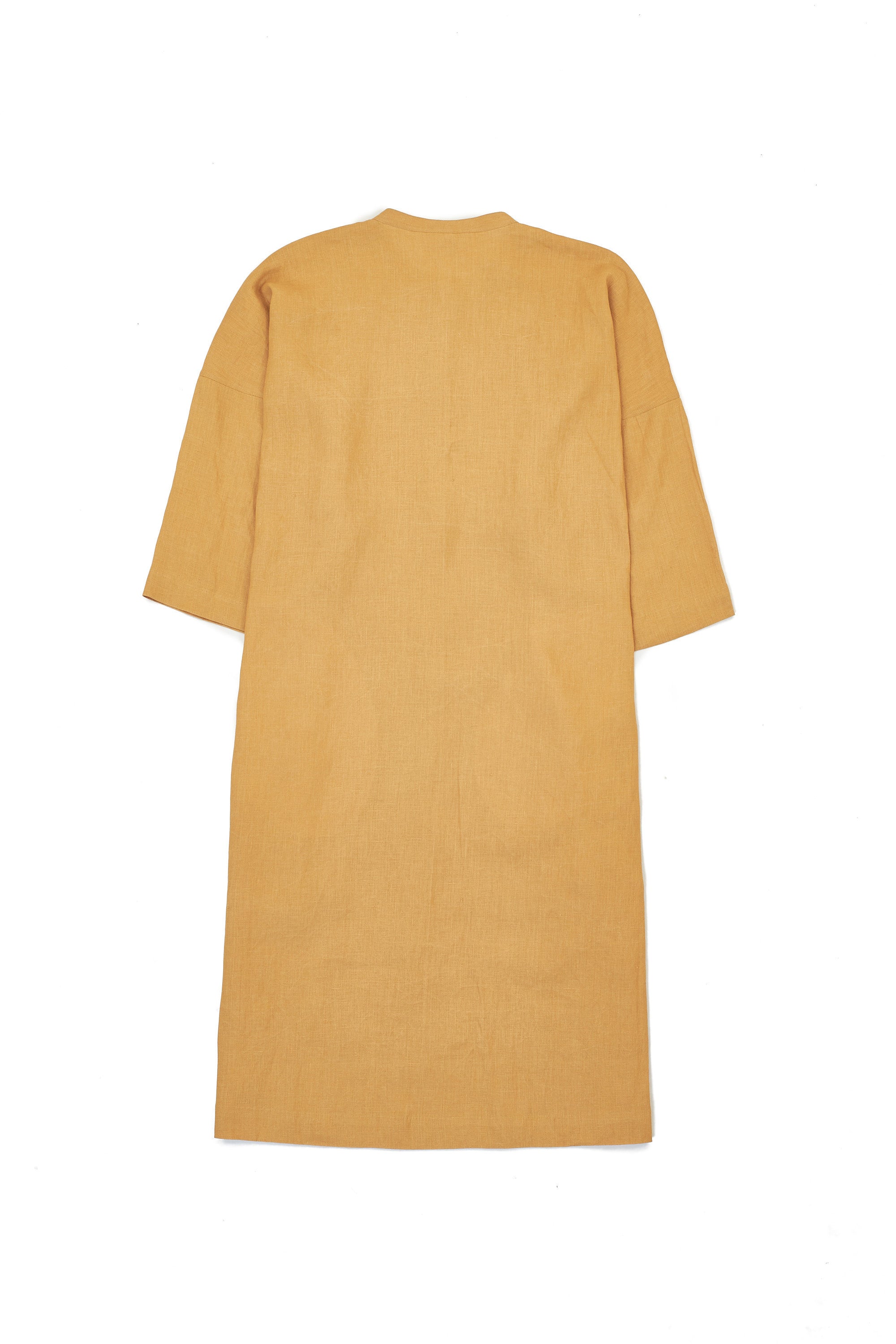 MUSTARD YELLOW STRAIGHT TUNIC DRESS WITH HAND EMROIDERED DETAILS