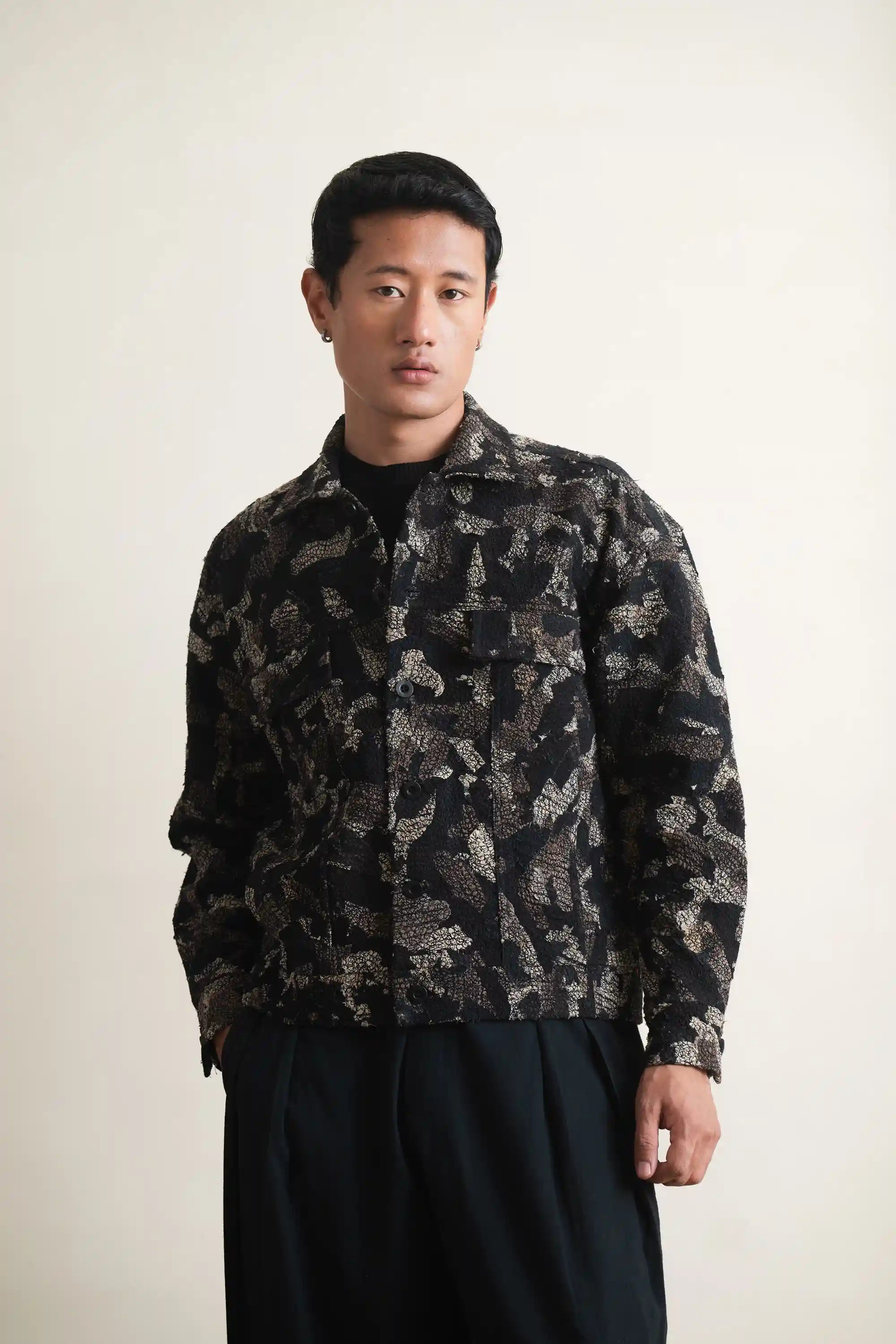 Charcoal Patchwork Trucker Jacket