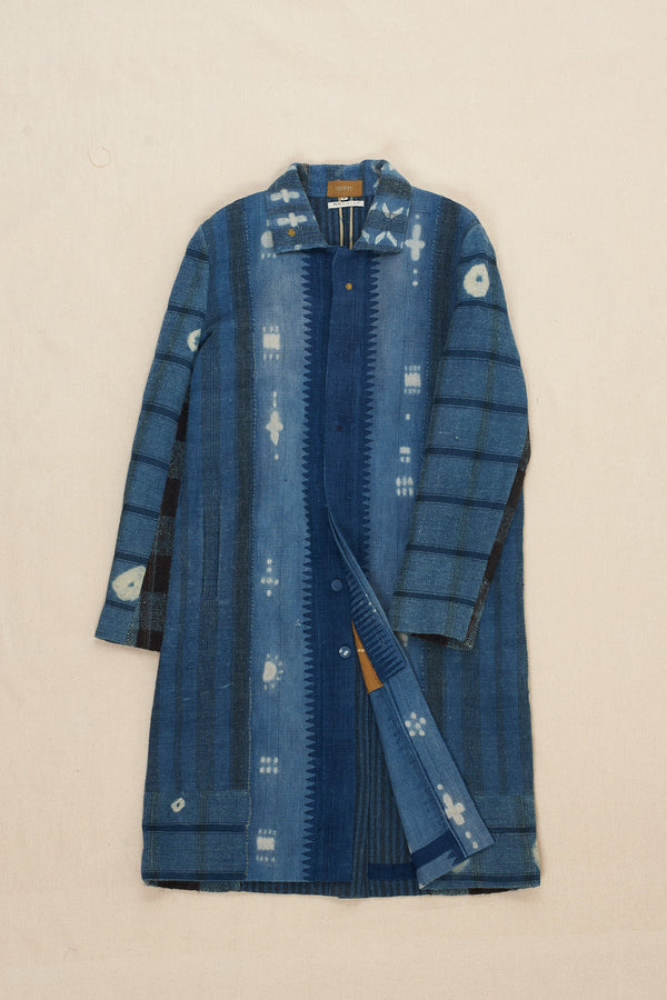 Indigo Statement Shibori & Bandhanii Wool Coat