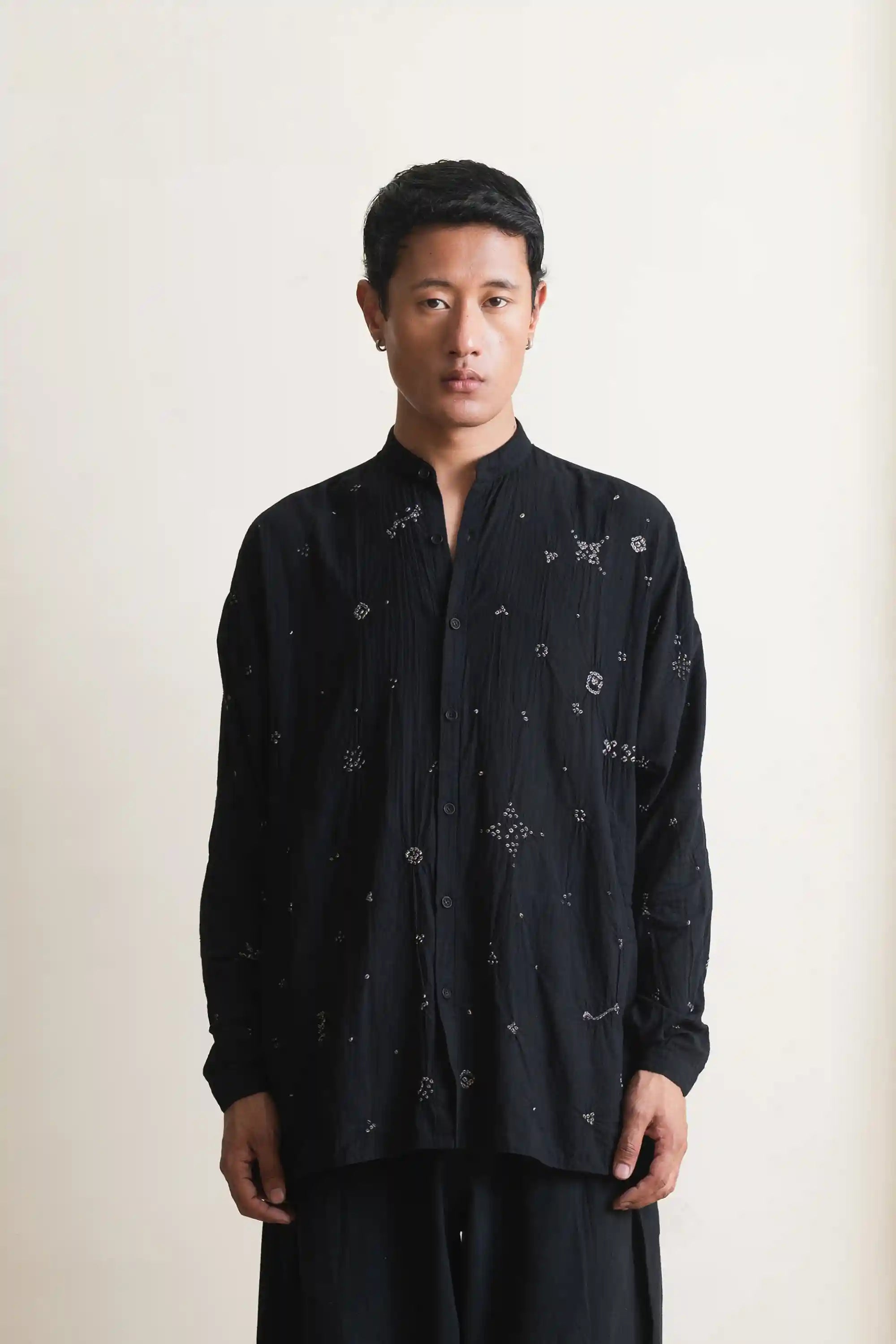 Black Bandhani Relaxed Shirt