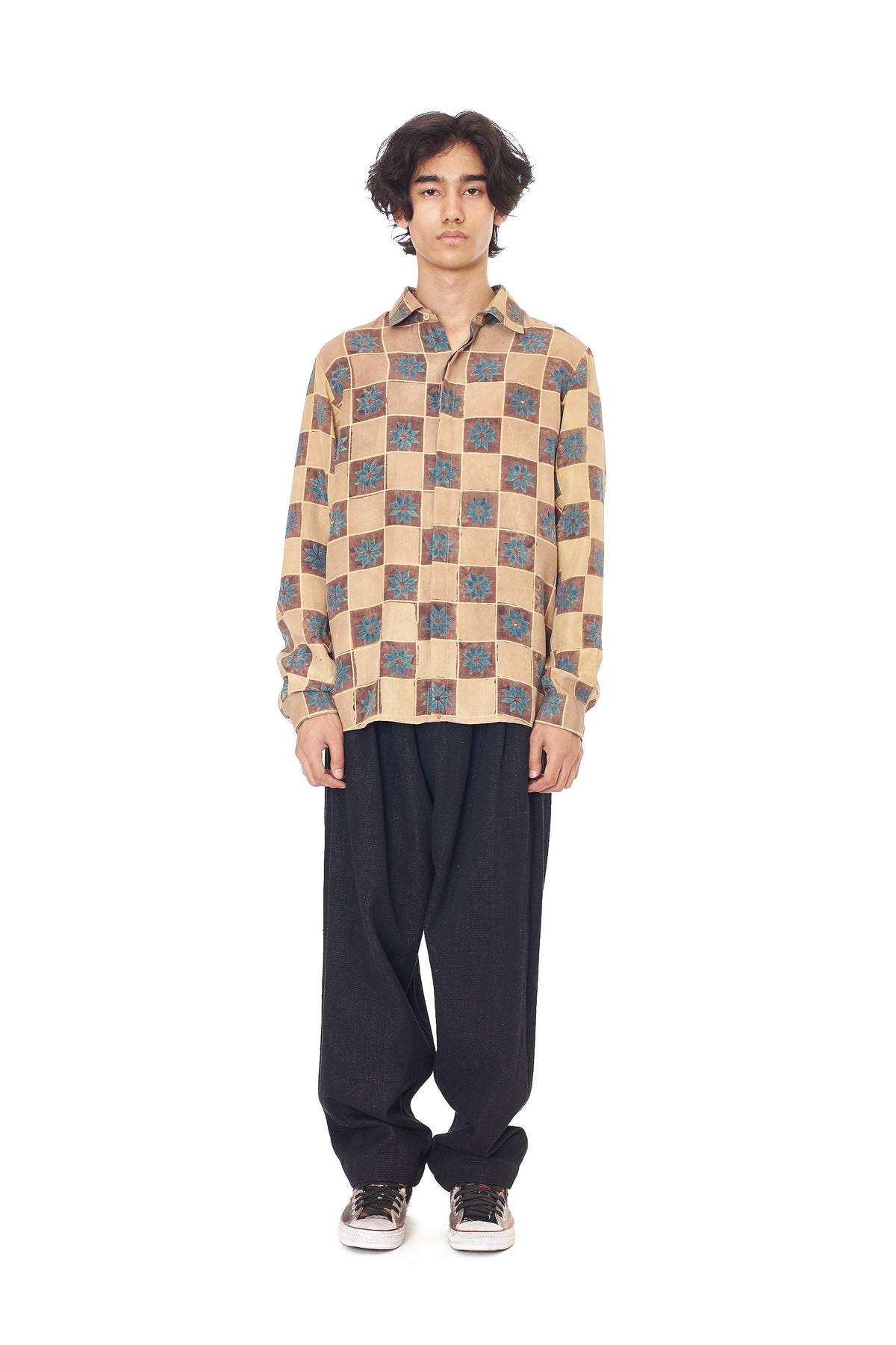 Multi-Colour Atthangudi Tile Inspired Block Print Mens Shirt