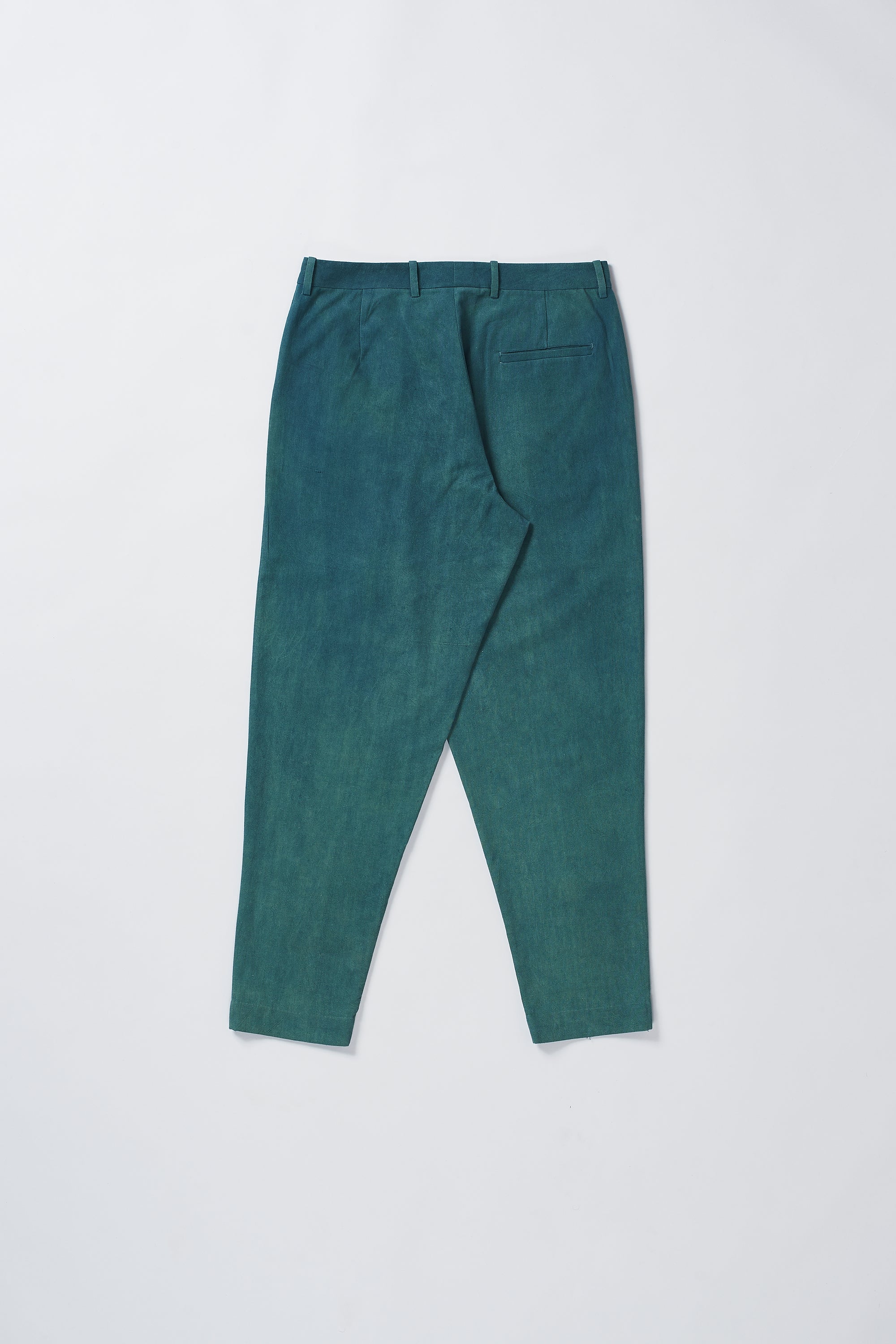 BOTTLE GREEN COTTON STRING PANTS