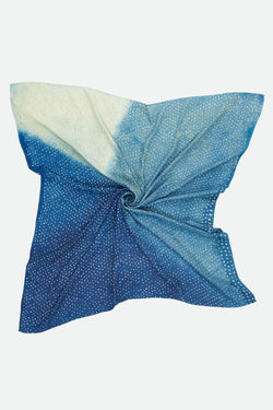 INDIGO HANDPAINTED BANDHANI SILK SCARF