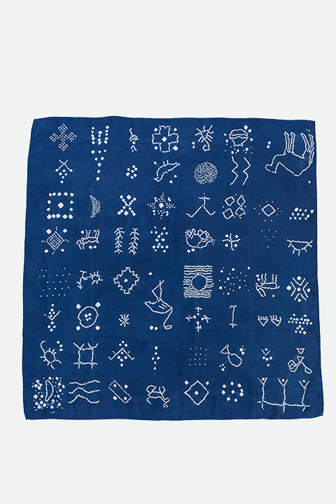 INDIGO SILK BANDHINI STATEMENT SQUARE SILK SCARF