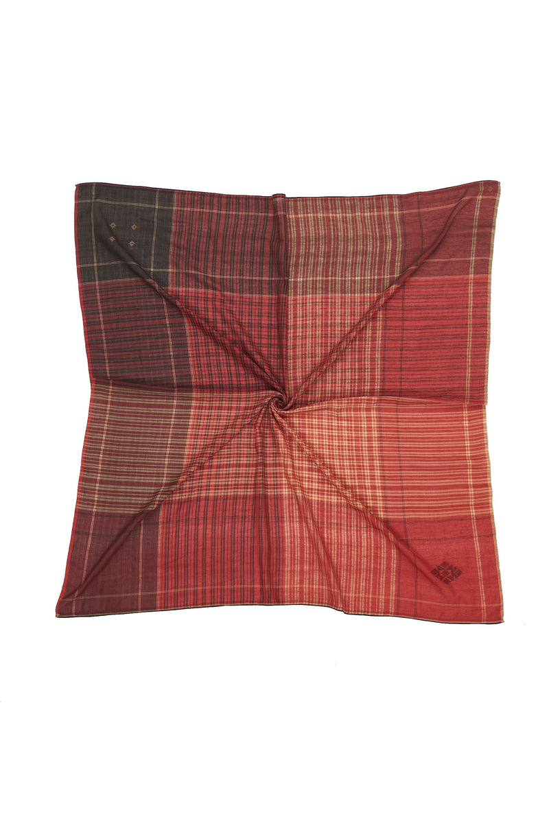 MULTI-COLOURED YARN DYED CHECKS JAMDANI COTTON SILK SCARF