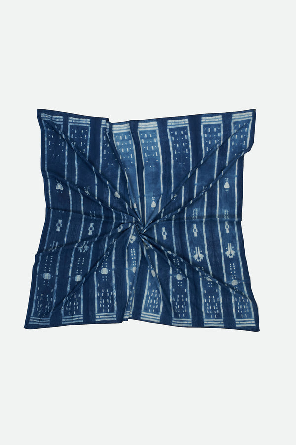 INDIGO SHIBORI COTTON SILK SCARF