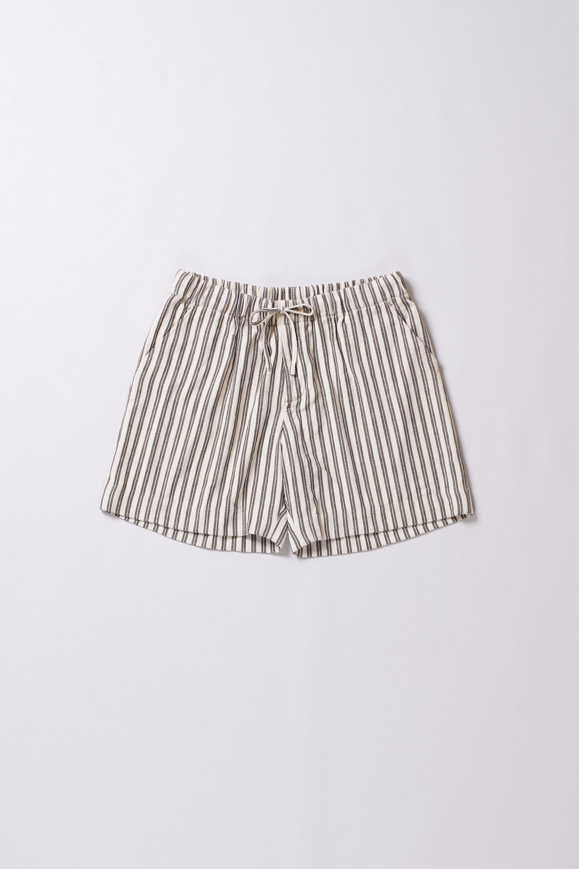 CHARCOAL YARN DYED COTTON PLEATED SHORTS