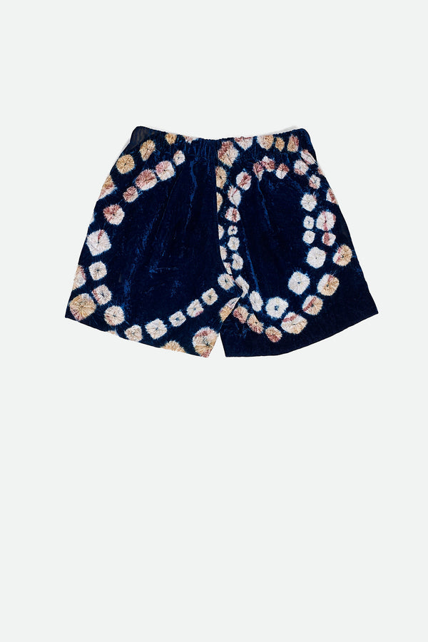 MEDIUM INDIGO SCREEN PRINT & BANDHANI SHORTS