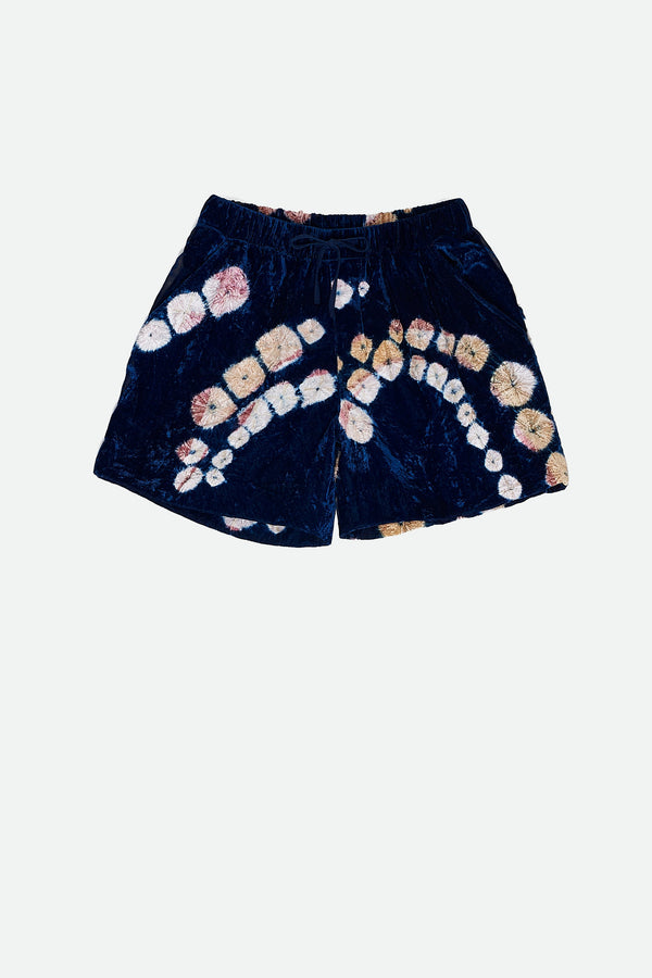 MEDIUM INDIGO SCREEN PRINT & BANDHANI SHORTS