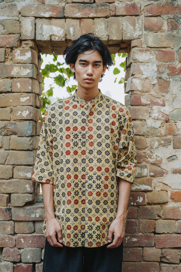 MULTI-COLOUR BLOCK PRINT COTTON SHIRT