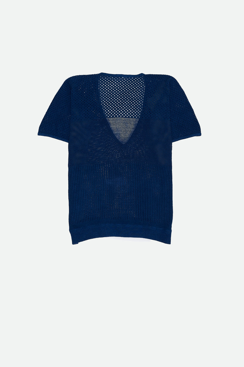 WOMEN'S PLUNGE NECK T-SHIRT IN INDIGO