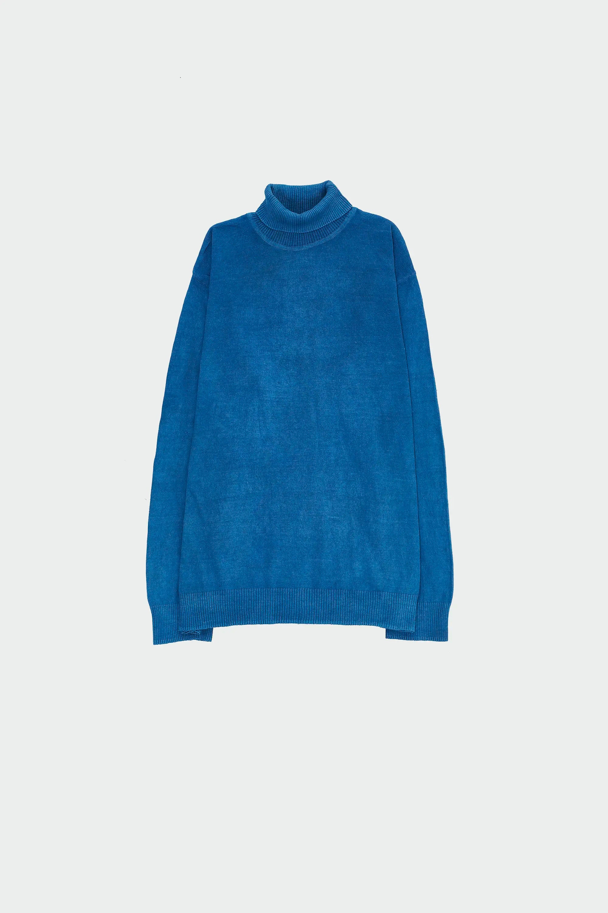 Indigo Turtleneck Full Sleeved Cotton T Shirt