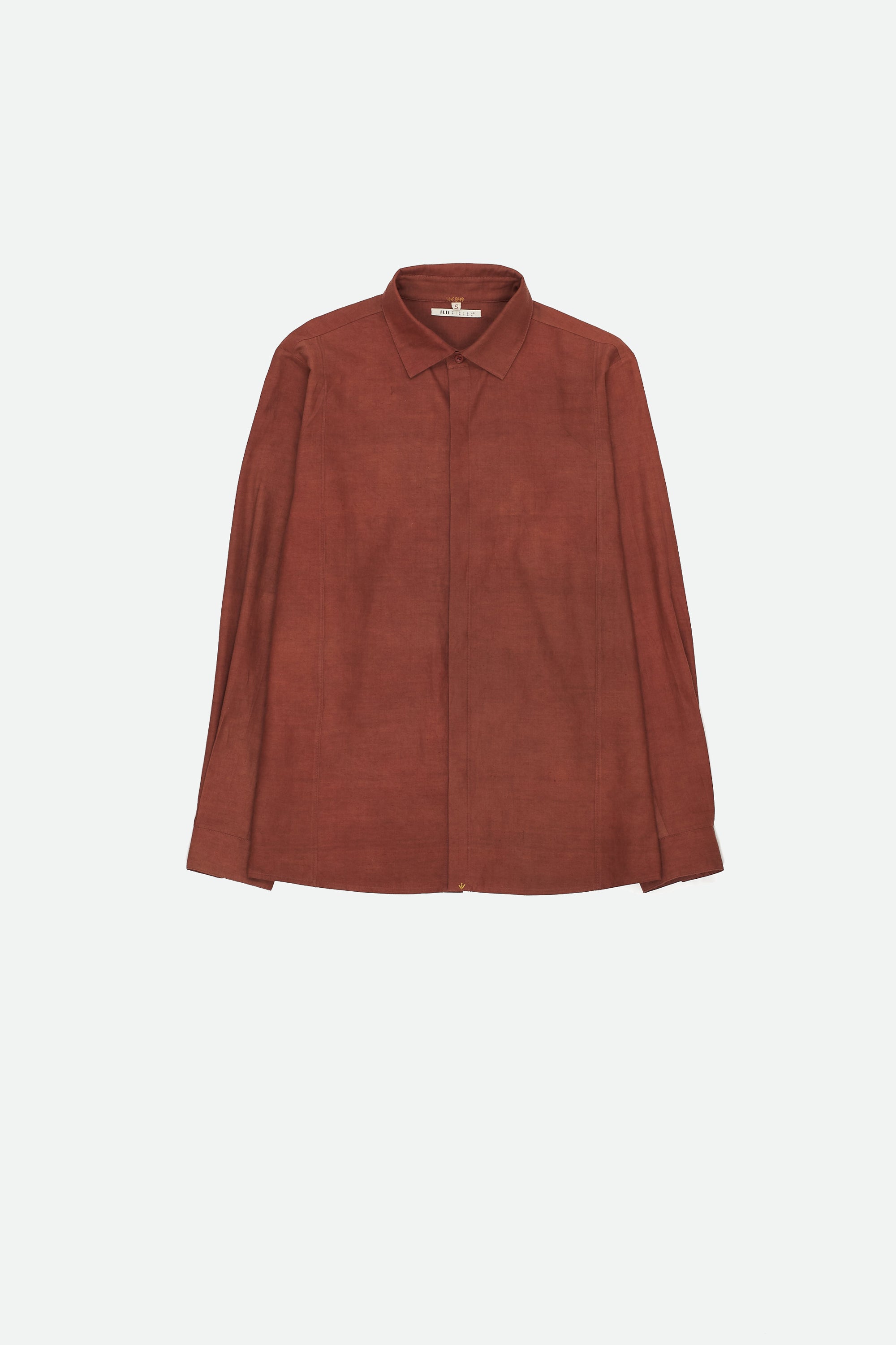 BRICK RED FINE COTTON SILK MENS SHIRT