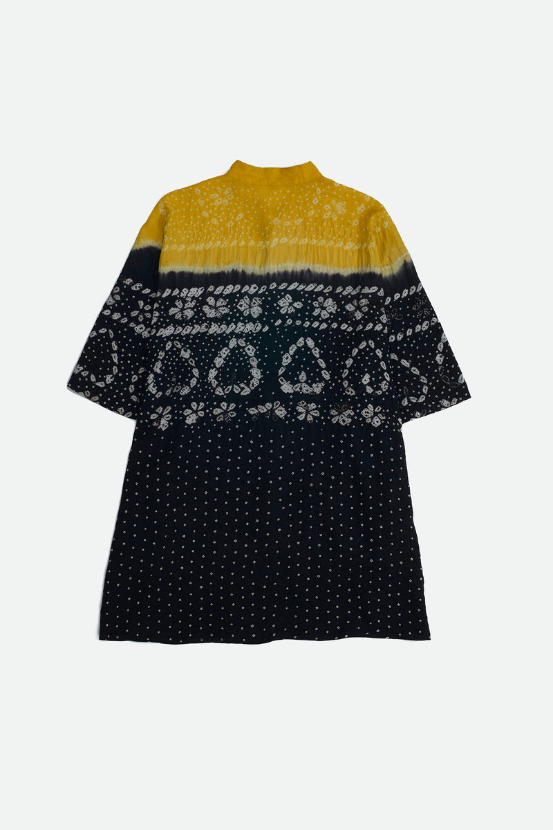 BLACK & YELLOW SILK BANDHANI & SHIBORI SHIRT