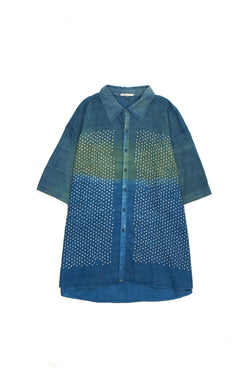 UNGENDERED OVERSIZE COLOR BLOCK SUMMER SHIRT FEATURING MINIATURE BANDHANI