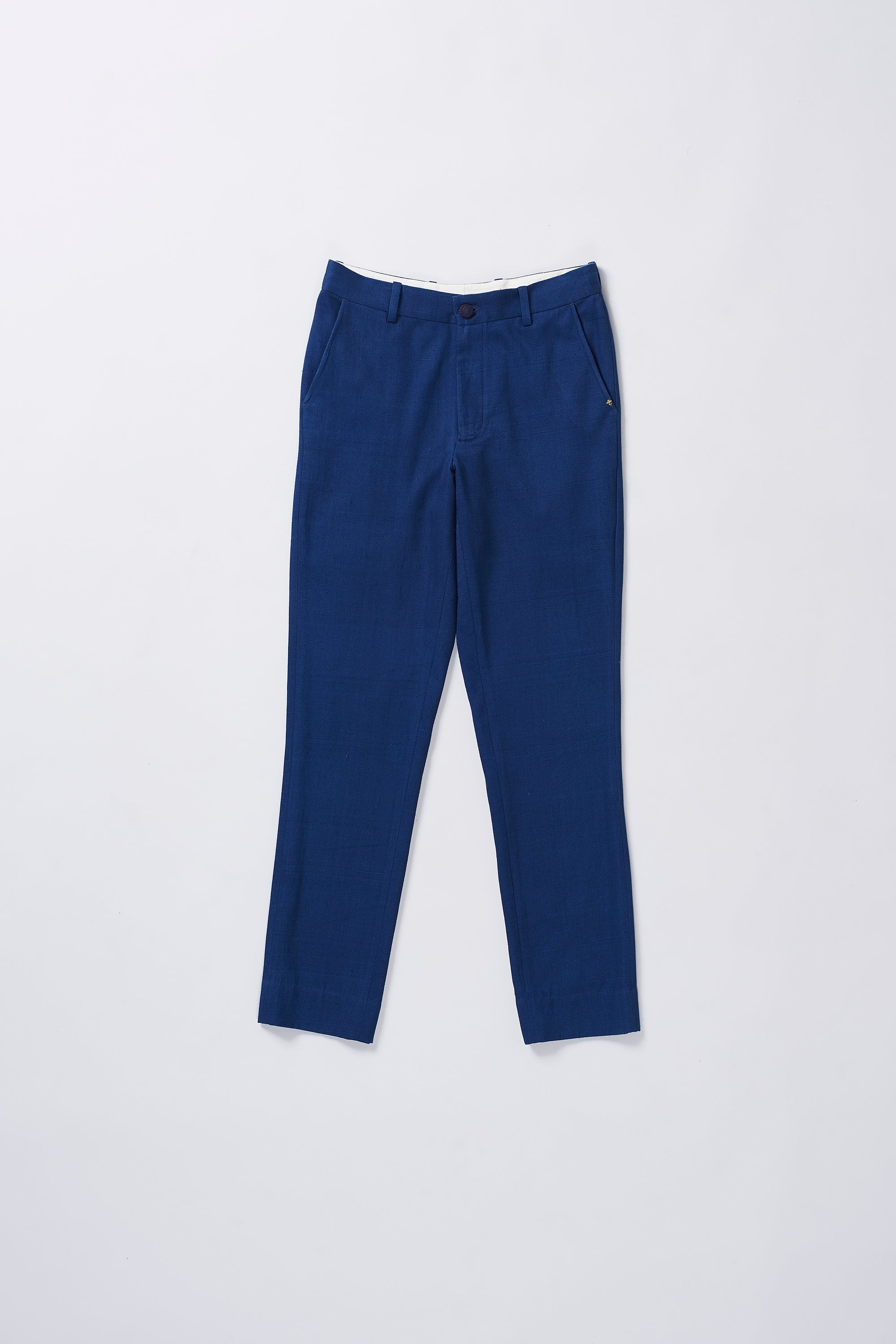 MEDIUM INDIGO TROUSERS MADE IN HANDSPUN DENIM