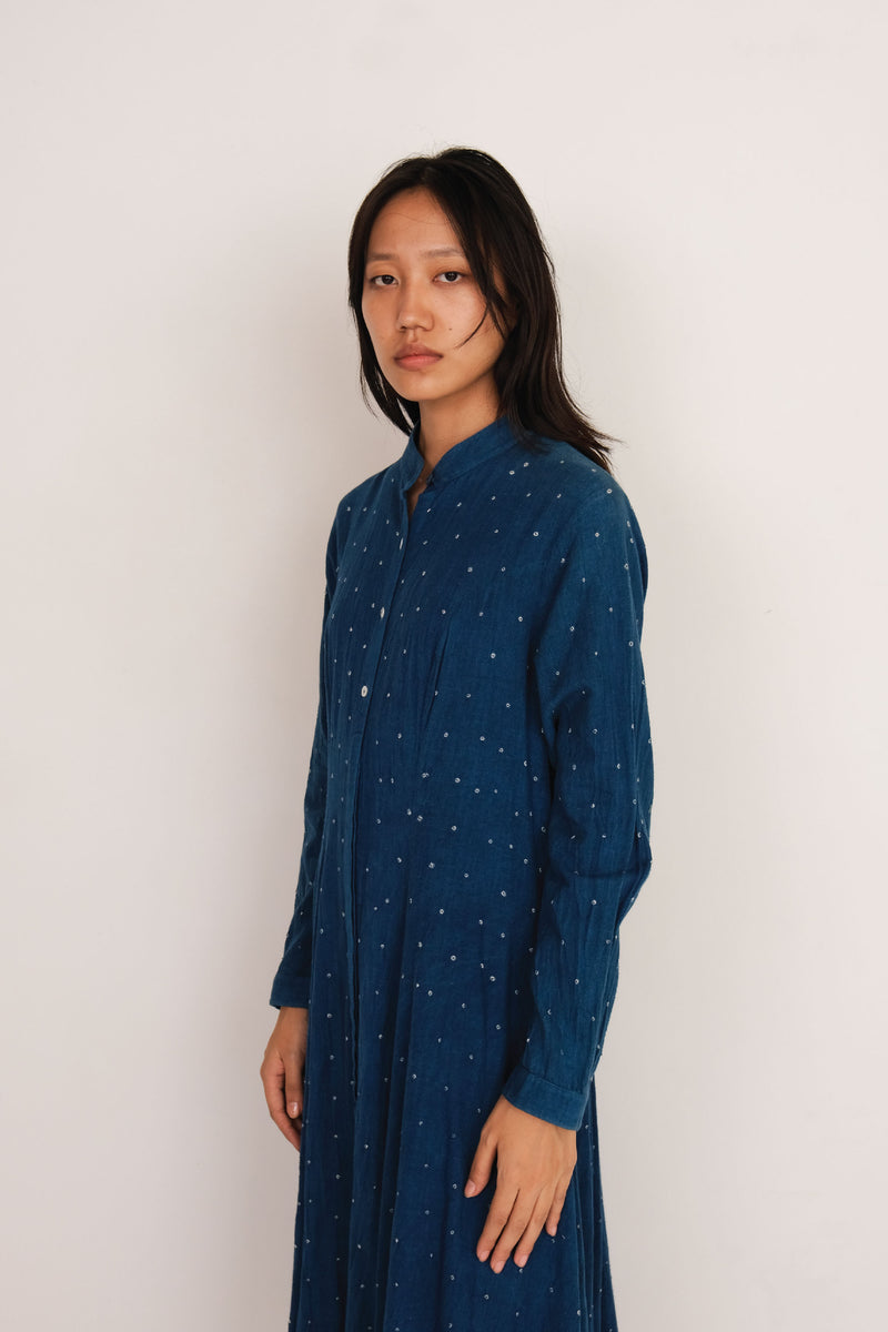 NATURAL INDIGO COTTON DRESS