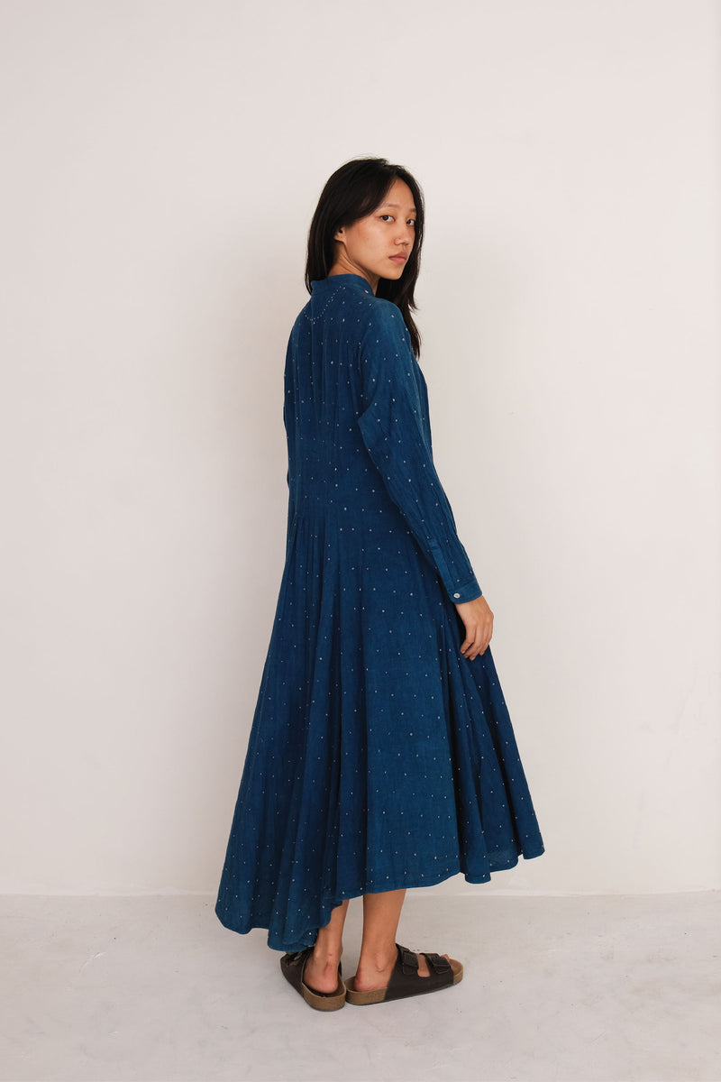 NATURAL INDIGO COTTON DRESS