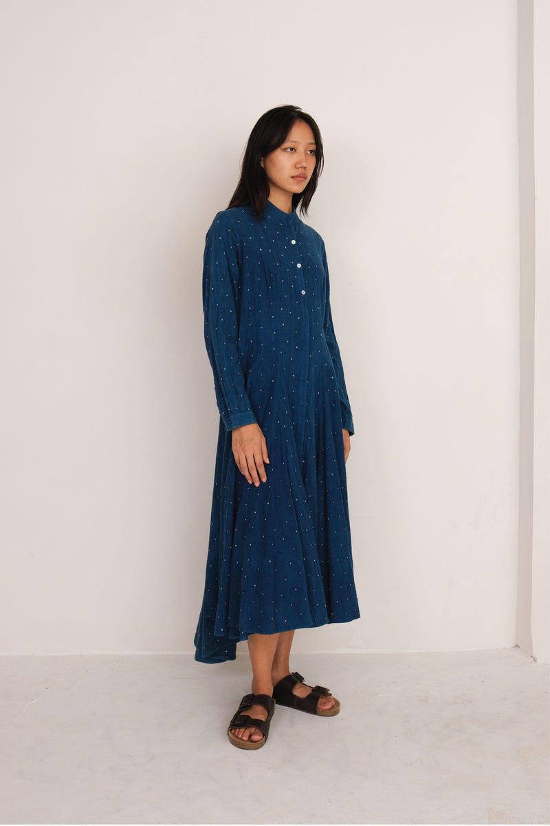 NATURAL INDIGO COTTON DRESS