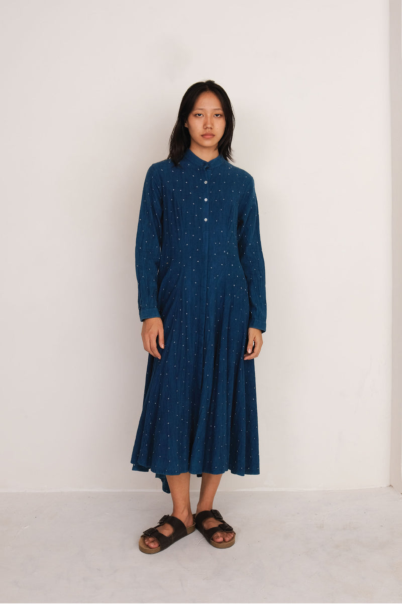 NATURAL INDIGO COTTON DRESS