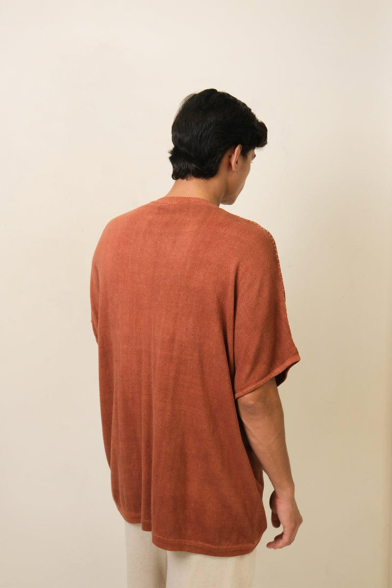 BRICK RED KNITTED TSHIRT