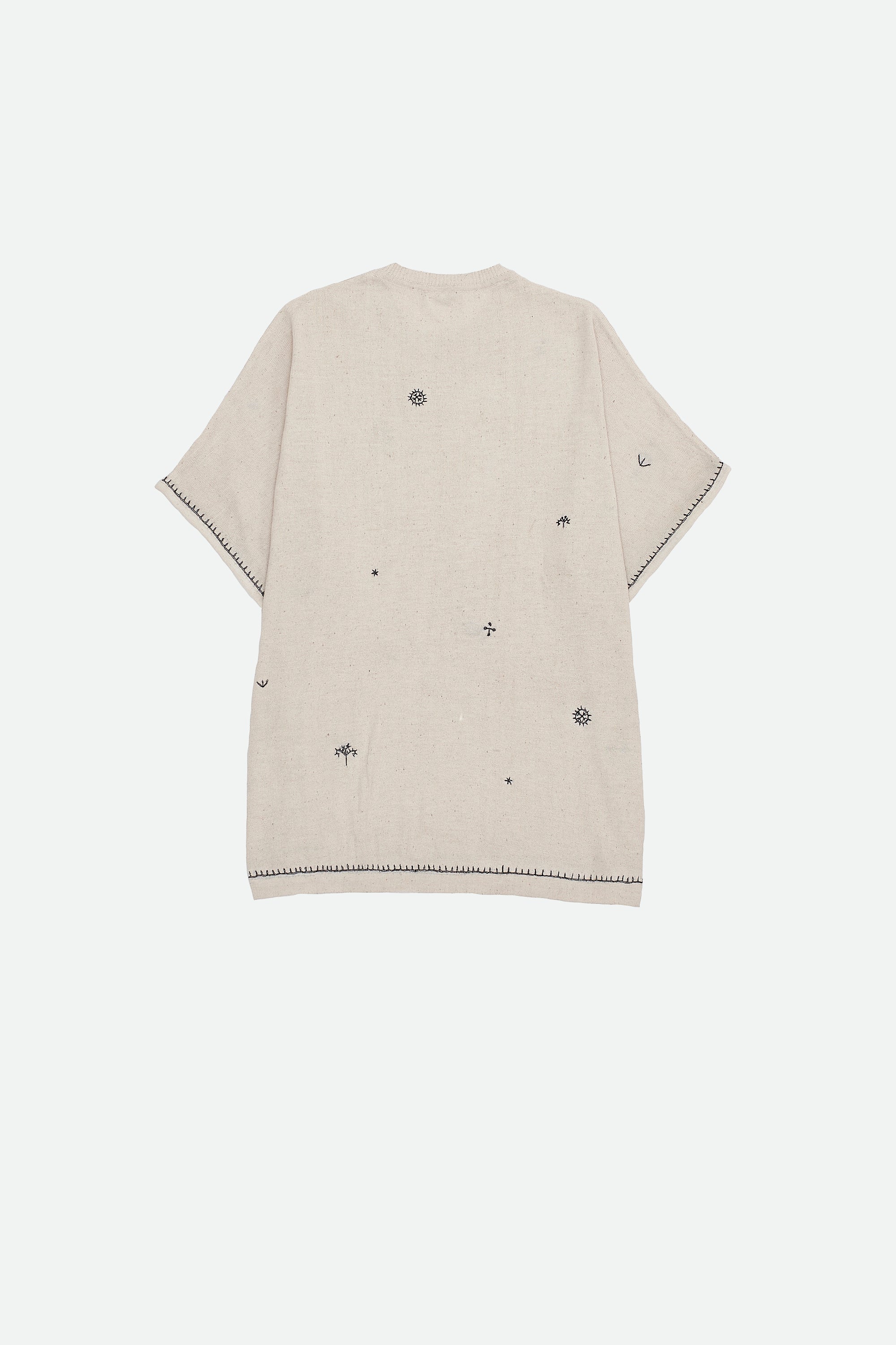 ECRU EMBROIDERED COTTON RELAXED FIT T-SHIRT