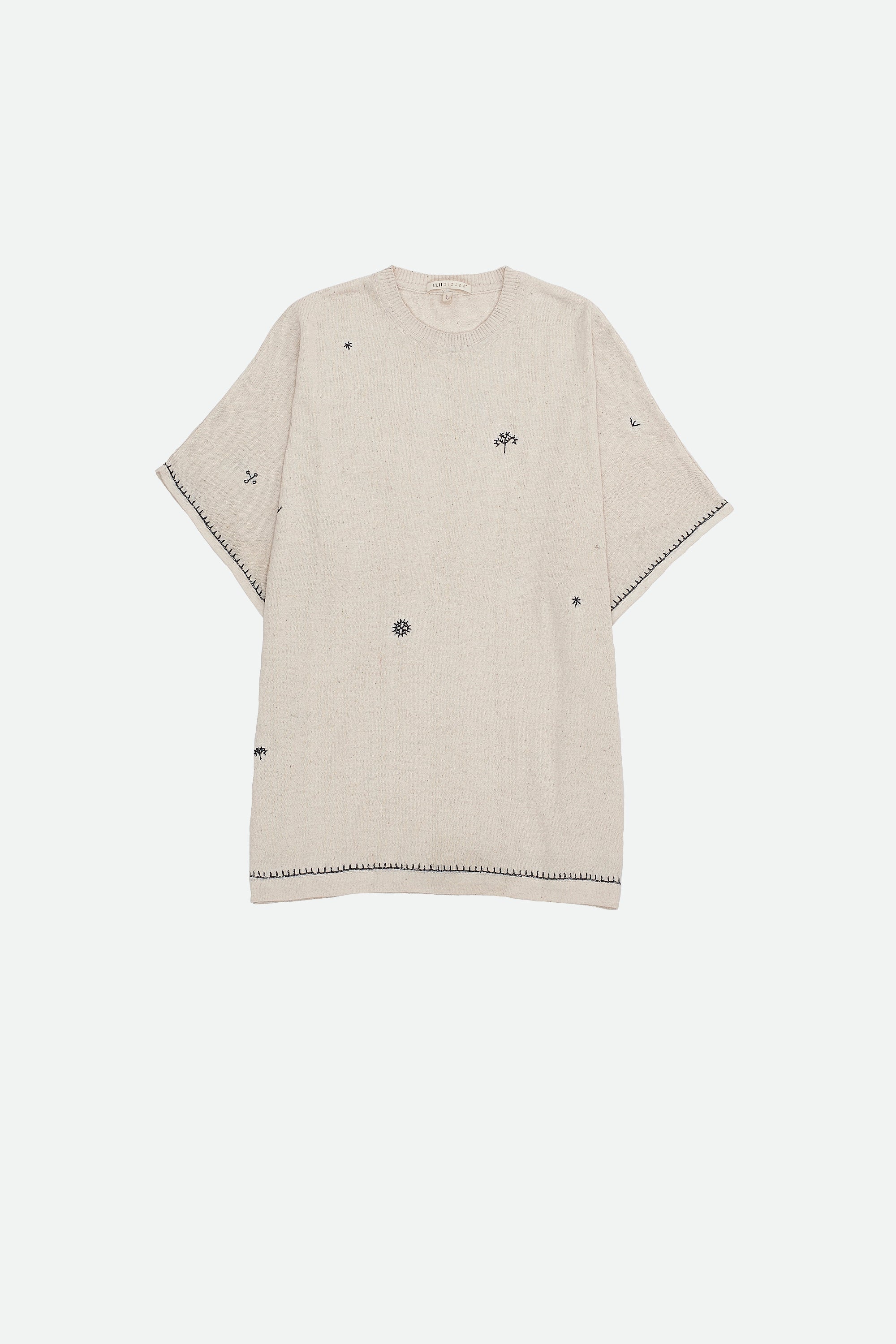 ECRU EMBROIDERED COTTON RELAXED FIT T-SHIRT