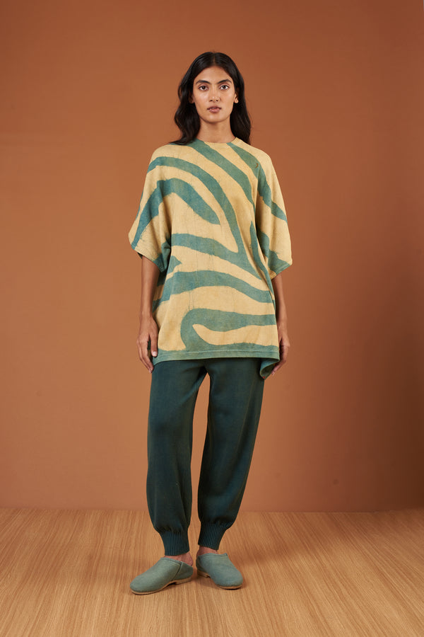 NATURAL GREEN HAND PAINTED RELAXED FIT T SHIRT