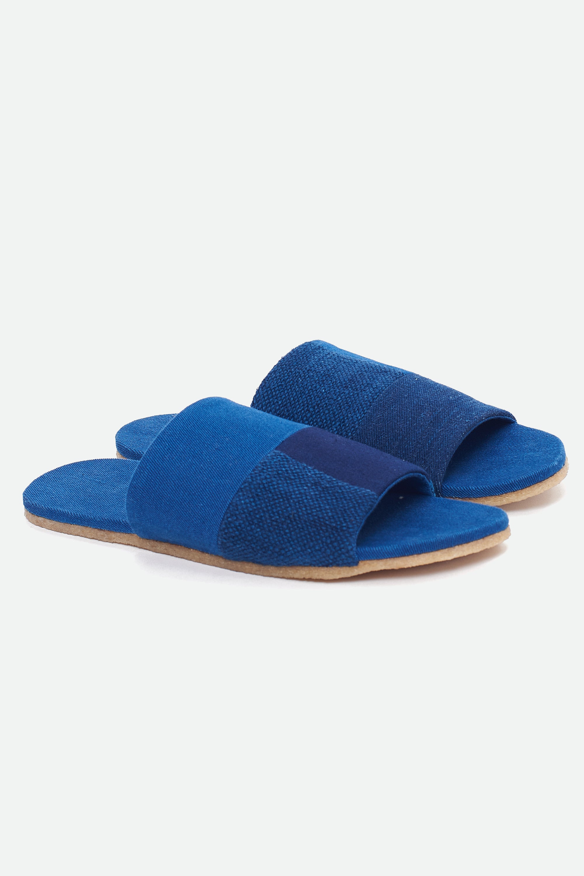 INDIGO HANDCRAFTED PAIR OF PATCHWORK SLIDES
