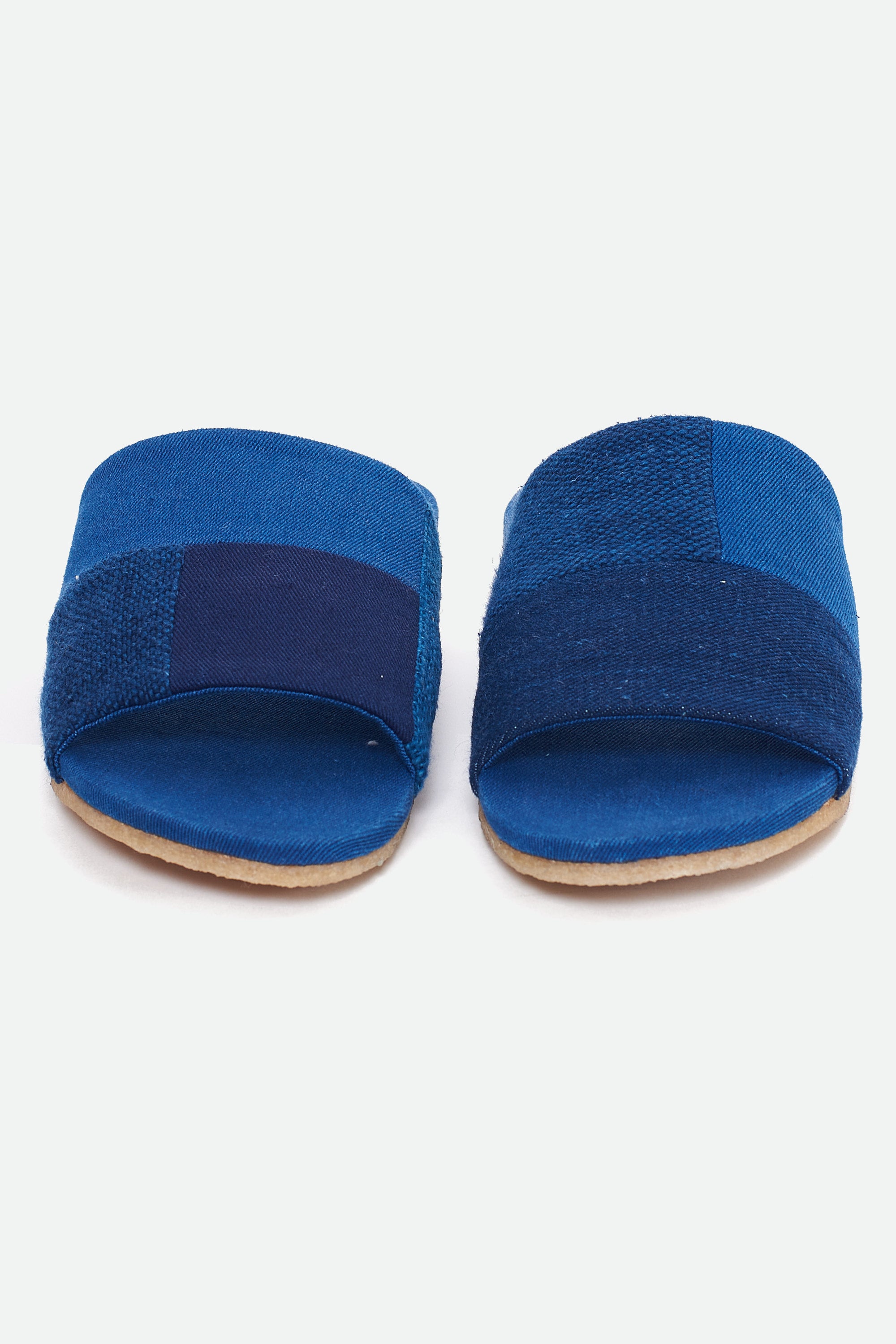 INDIGO HANDCRAFTED PAIR OF PATCHWORK SLIDES