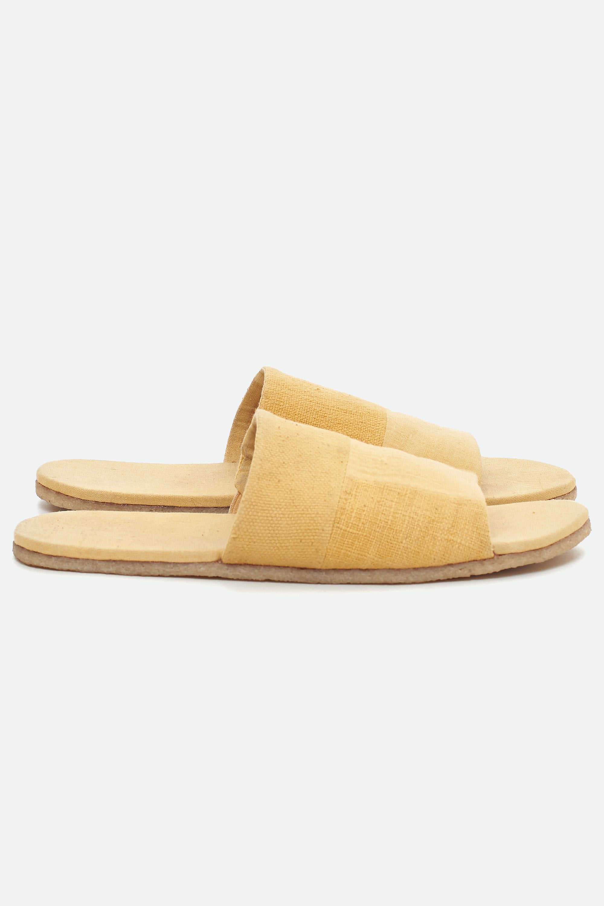OCHRE YELLOW HAND-CRAFTED PAIR OF PATCHWORK SLIDE