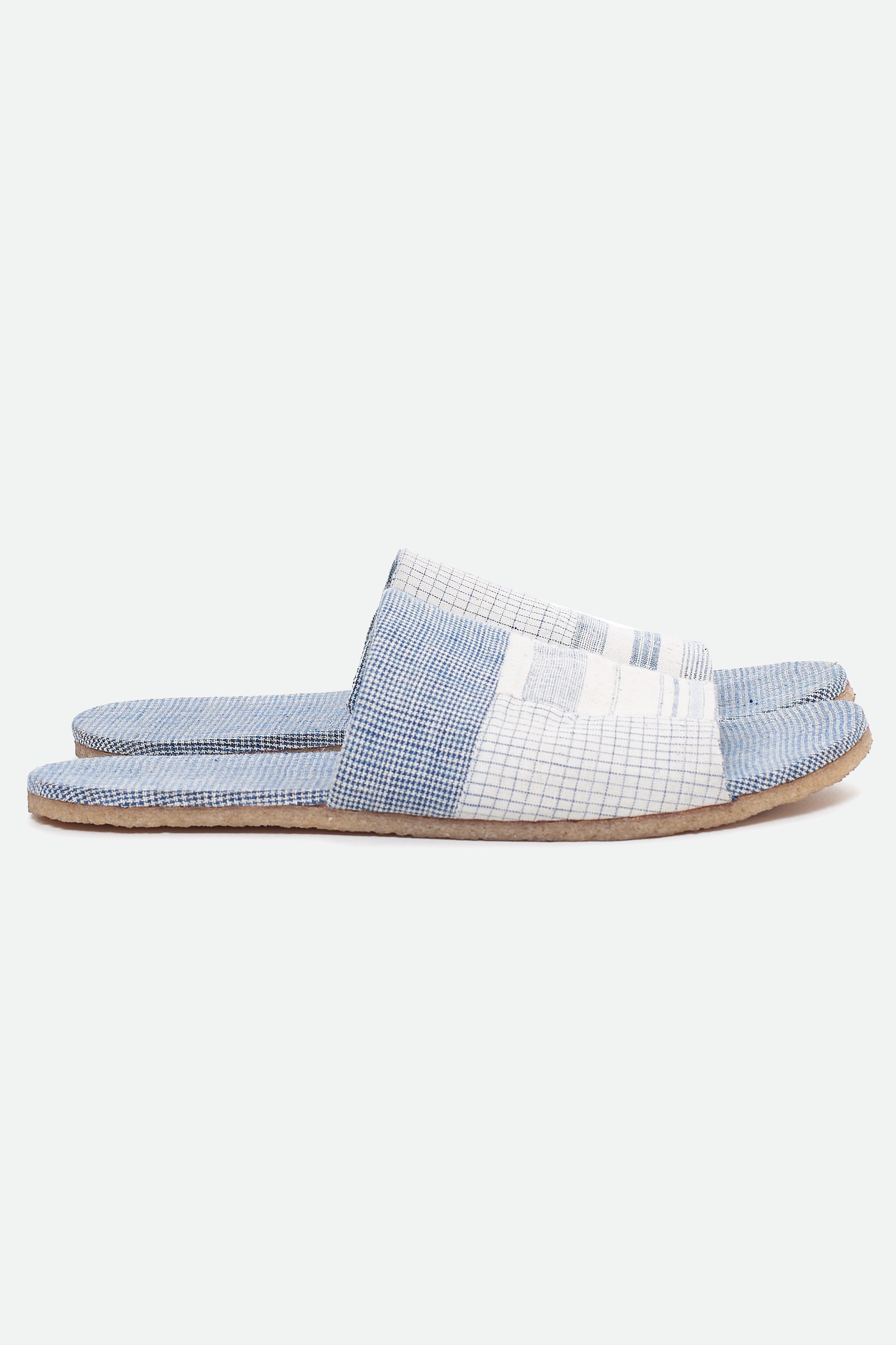 YARN DYED HAND-CRAFTED PAIR OF PATCHWORK SLIDES