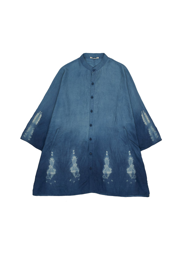 Gradient Indigo Fine Silk Shibori Shirt