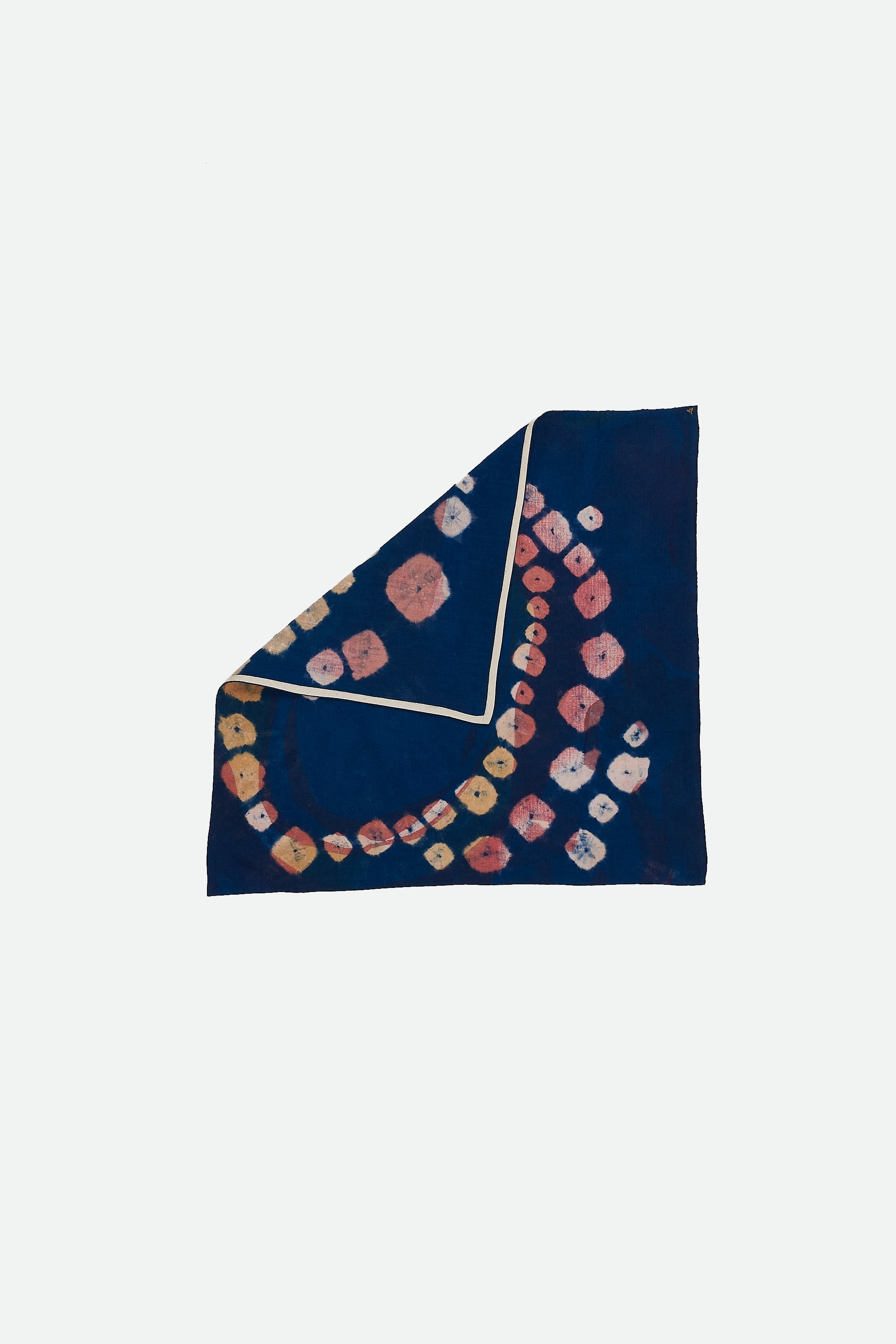 MEDIUM INDIGO SCREEN PRINTED & BANDHANI SMALL SCARF