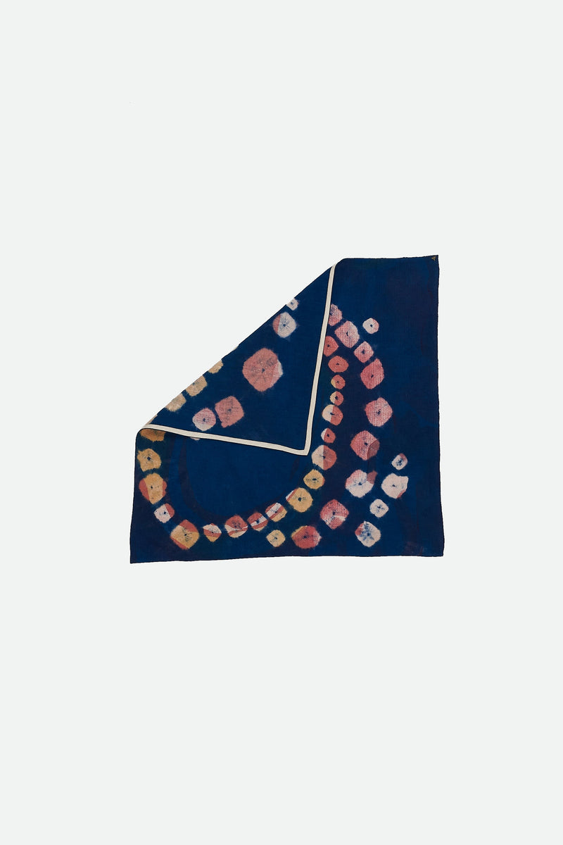 INDIGO SCREEN PRINTED & BANDHANI SMALL SCARF