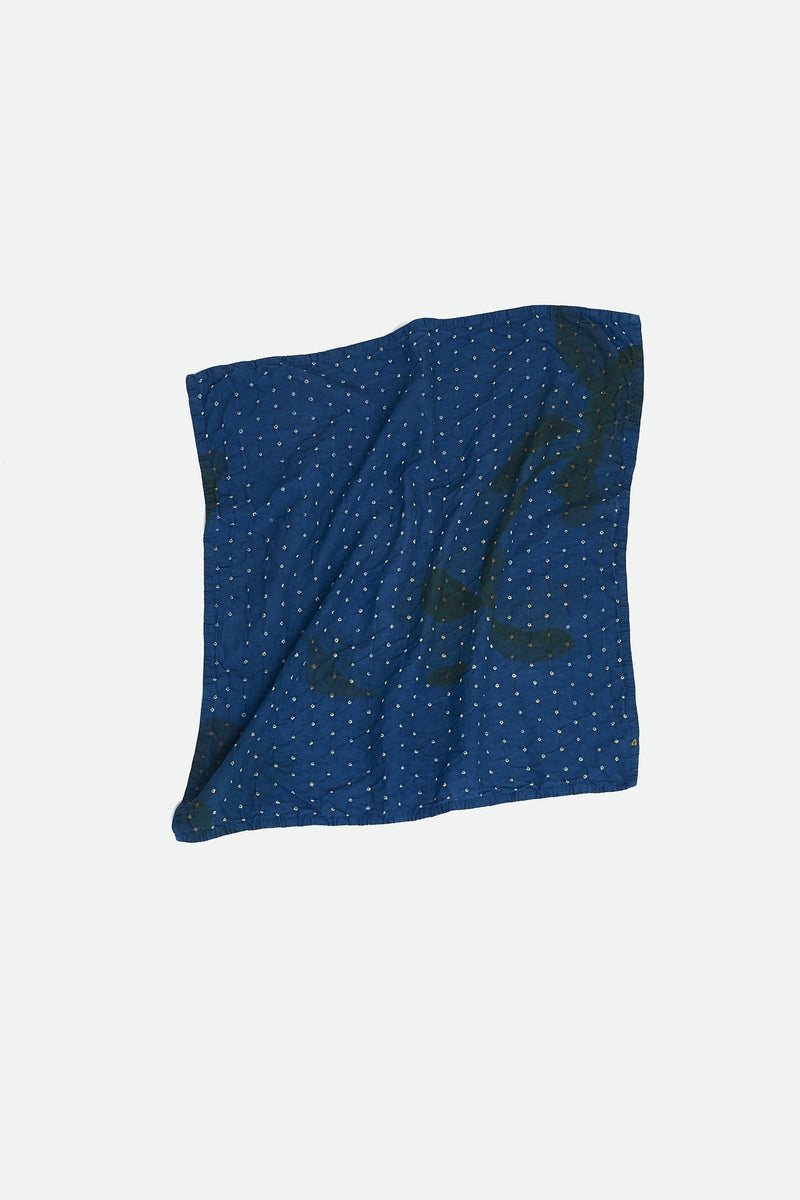 INDIGO SCREEN PRINTED WITH BANDHANI SQUARE SCARF