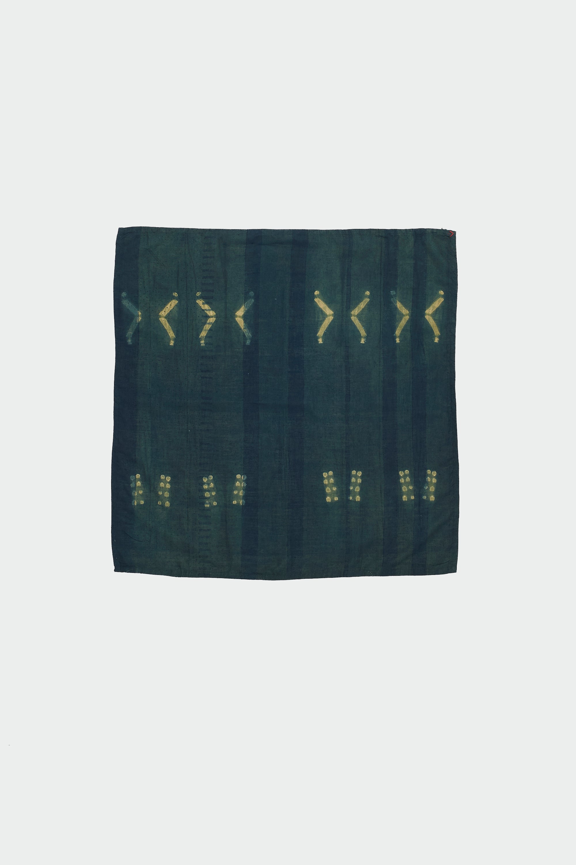 BOTTLE GREEN BLOCK PRINT & SHIBORI SILK SCARF