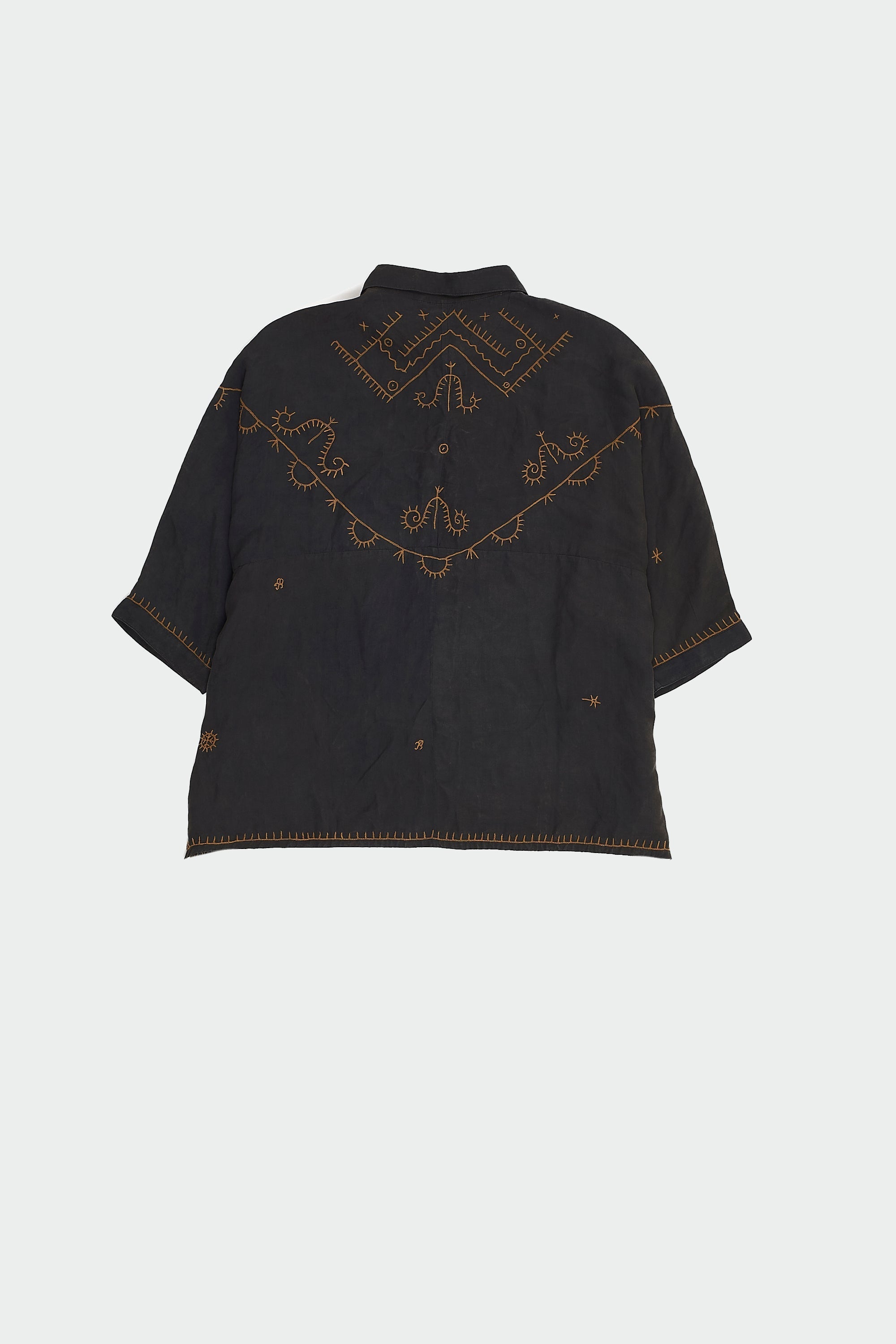 MIDNIGHT INDIGO SILK SHIRT WITH HAND EMBROIDERY