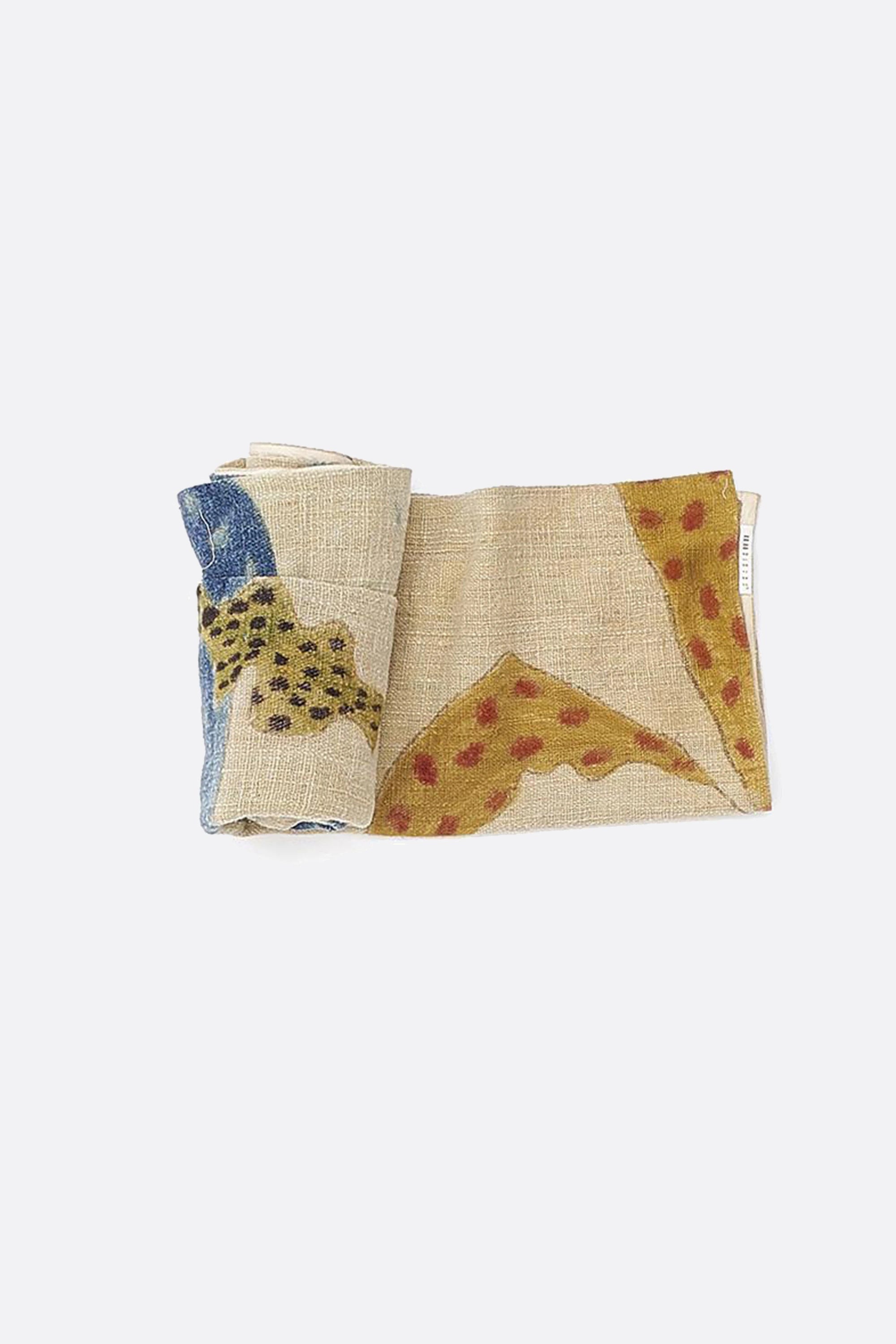Hand painting towel with floral pattern on a grey background