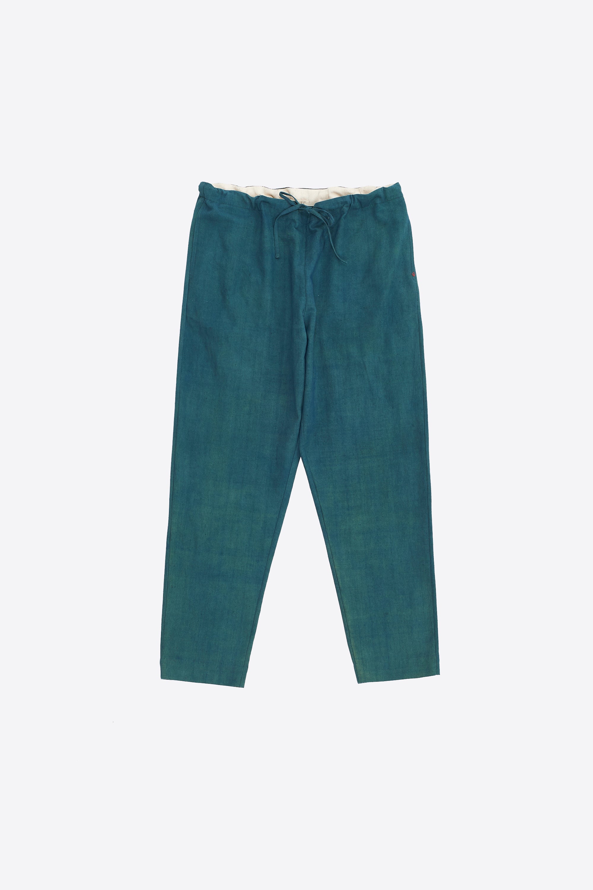 BOTTLE GREEN COTTON STRING PANTS