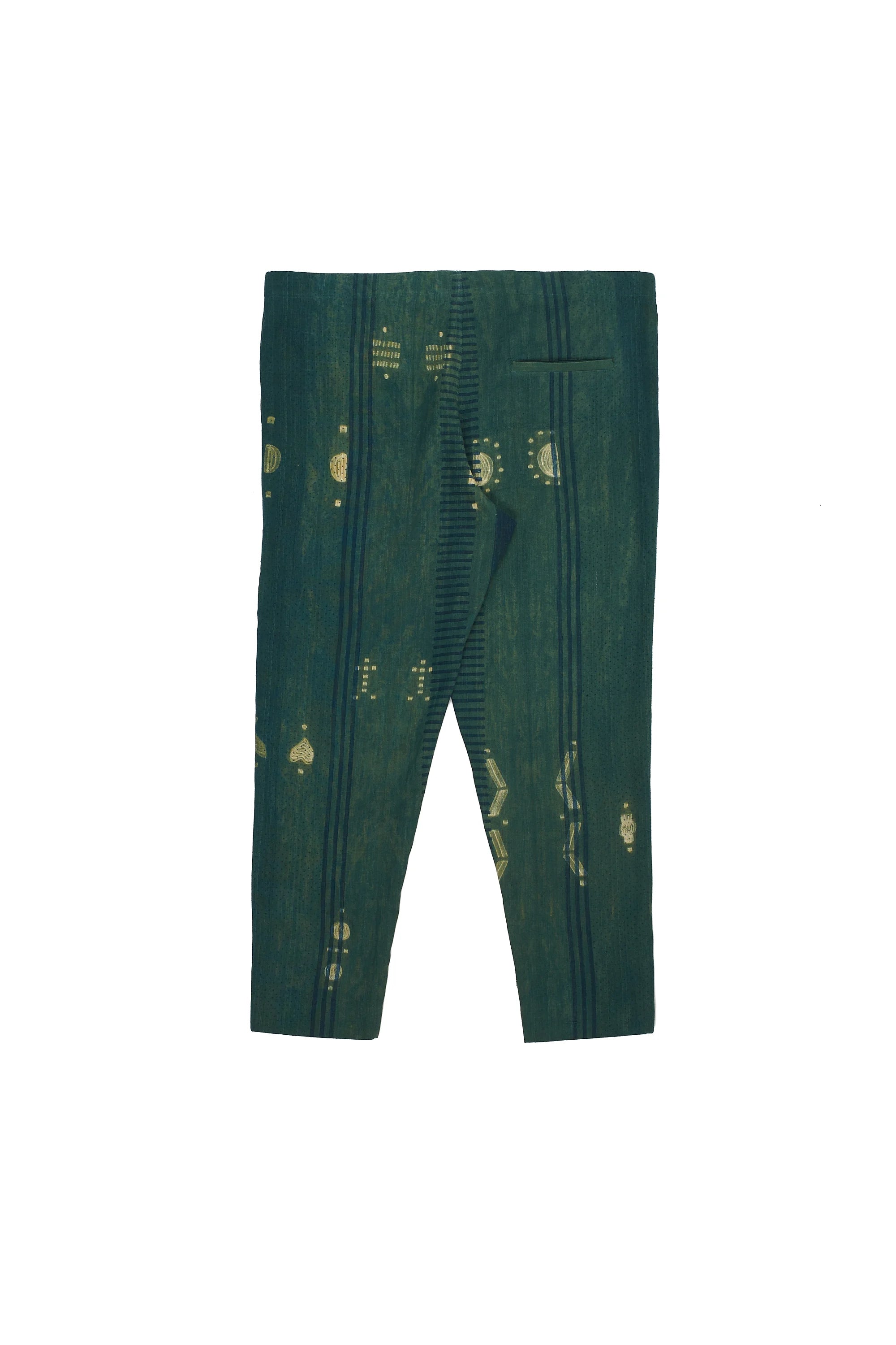 Block Printed String Pants with Shibori