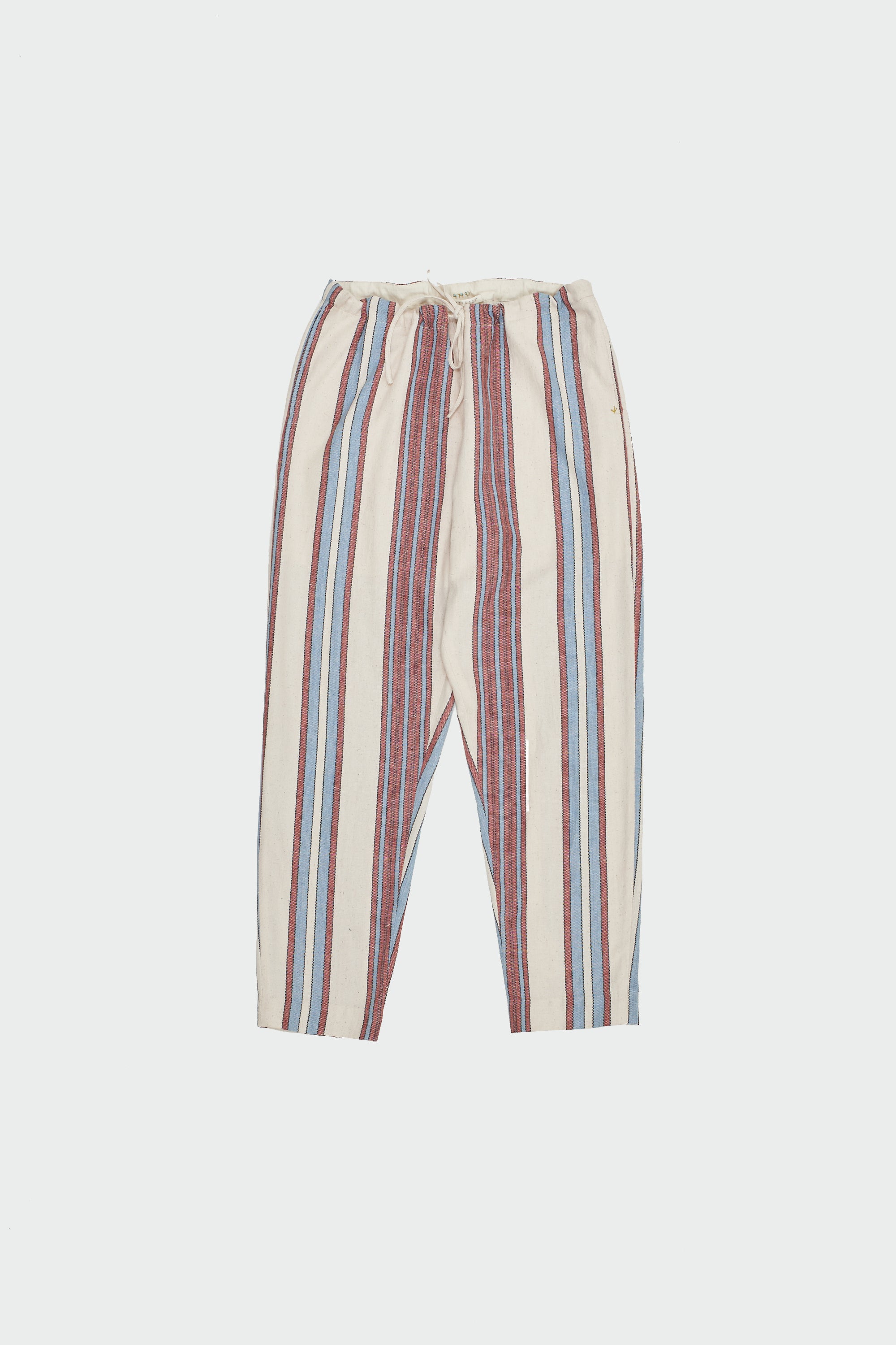 MULTI - COLOUR YARN DYED WEFT STRIPES TAPERED DRAWSTRING PANTS
